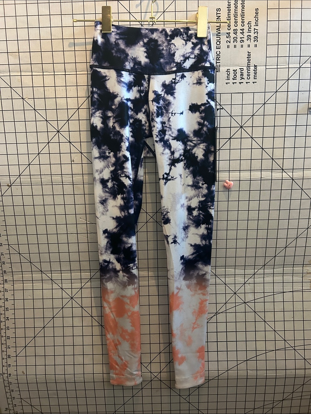 Tie-Dye High-Rise Leggings - Navy, White & Orange